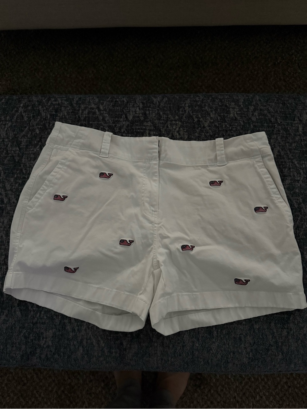 Embroidered Whale White Bermuda Shorts